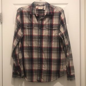 Dockers Mens Long Sleeve Shirt Button Down Double Front Pocket Plaid Sz M